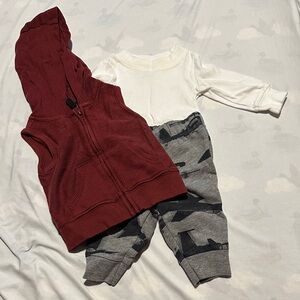 Carter's Maroon Vest and Gray Joggers Set